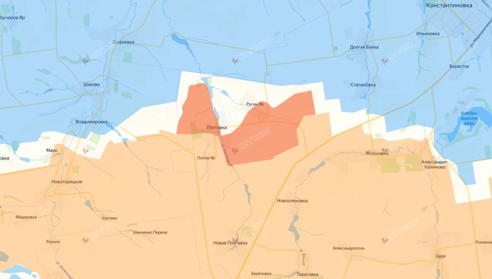 ВС РФ продвинулись севернее Полтавки и освободили часть Русиного Яра на Константиновском направлении, сообщает "DivGen"