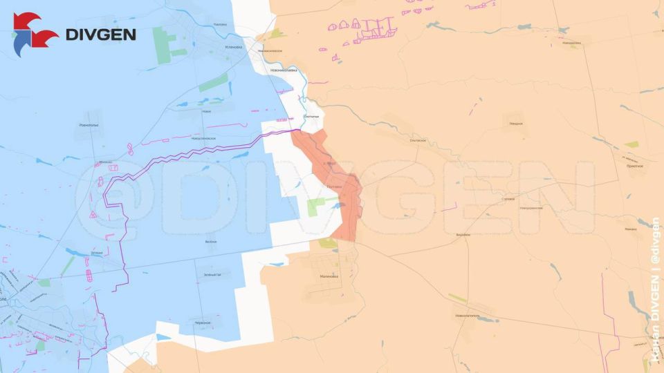 Изменения линии фронта нанёс на карту канал «DivGen»: