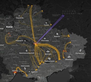 Враг показал траектории полета дронов и ракет в ходе ночных ударов