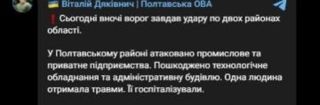 В Полтавской области были прилеты по двум объектам энергетики, двум предприятиям и складам, сообщает местный гауляйтер